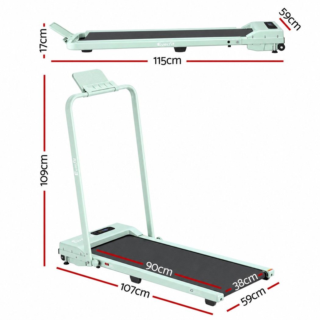 Everfit 3 in 1 Walking Pad Treadmill 12% Incline Foldable Under Desk Treadmills for Home 38cm Green - SportZone.co.nz