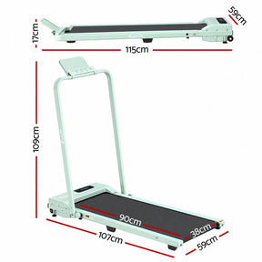 Everfit 3 in 1 Walking Pad Treadmill 12% Incline Foldable Under Desk Treadmills for Home 38cm Green - SportZone.co.nz