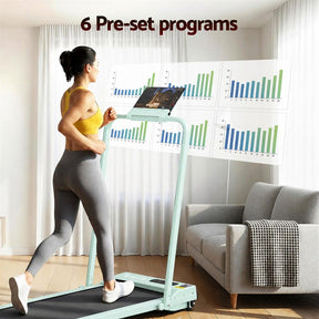 Everfit 3 in 1 Walking Pad Treadmill 12% Incline Foldable Under Desk Treadmills for Home 38cm Green - SportZone.co.nz