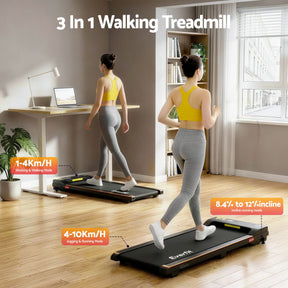 Everfit 3-in-1 Walking Pad Treadmill 12% Incline Under Desk 38cm Belt - SportZone.co.nz