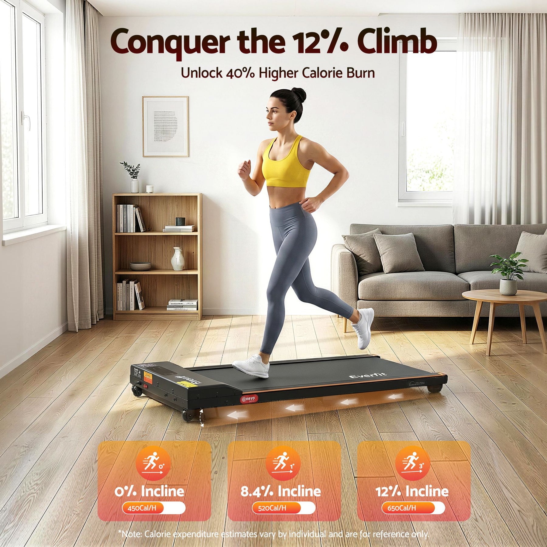 Everfit 3-in-1 Walking Pad Treadmill 12% Incline Under Desk 38cm Belt - SportZone.co.nz