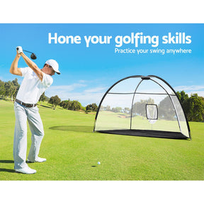 Everfit 3.5m Golf Practice Net Portable Training Aid Driving Target Tent Black - SportZone.co.nz