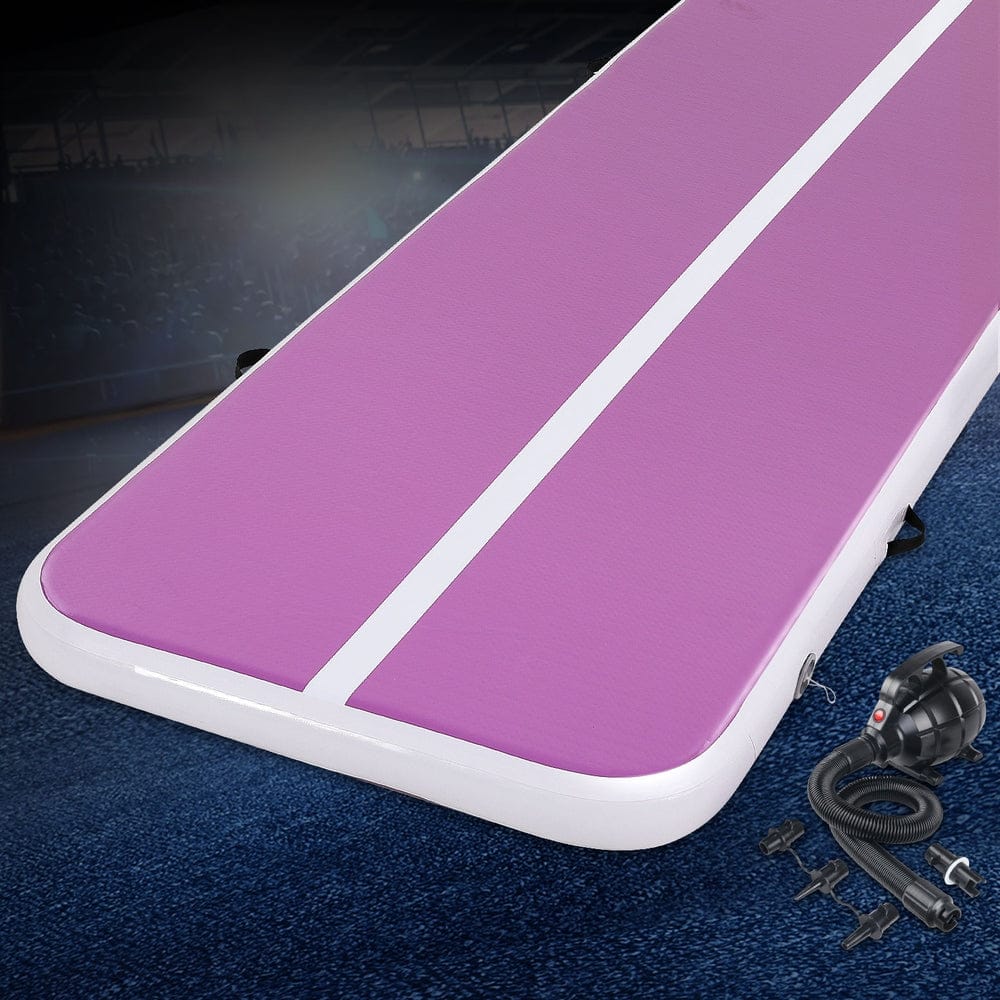 Everfit 3M Air Track Gymnastics Tumbling Exercise Yoga Mat W/ Pump Inflatable Purple - SportZone.co.nz