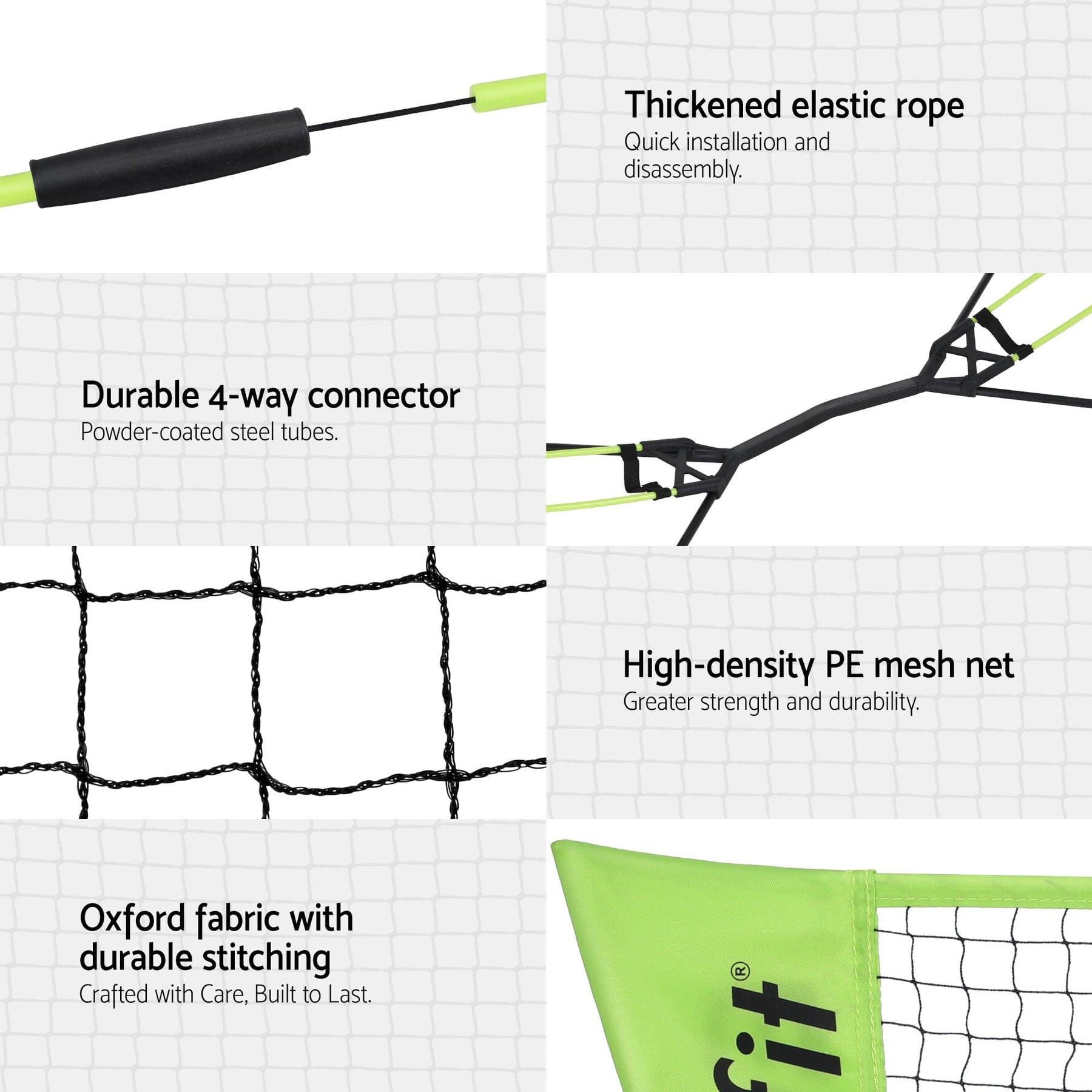 Everfit 3M Badminton Tennis Net Portable Volleyball Kit Yellow - SportZone.co.nz