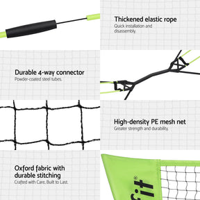Everfit 3M Badminton Tennis Net Portable Volleyball Kit Yellow - SportZone.co.nz