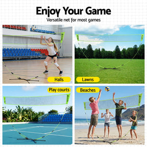 Everfit 3M Badminton Tennis Net Portable Volleyball Kit Yellow - SportZone.co.nz