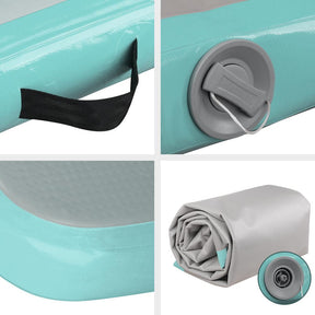Everfit 3m x 1m Air Track Mat Gymnastic Tumbling Mint Green and Grey - SportZone.co.nz