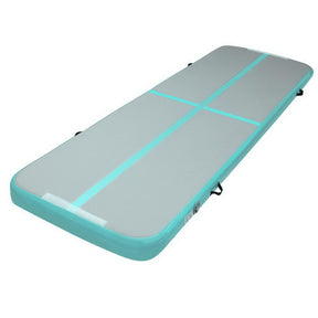 Everfit 3m x 1m Air Track Mat Gymnastic Tumbling Mint Green and Grey - SportZone.co.nz