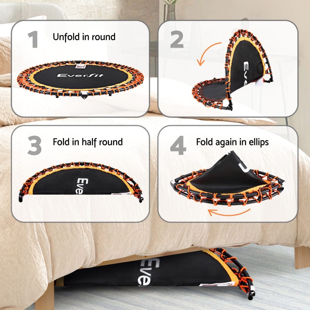 Everfit 48inch Fitness Foldable Trampoline Jumping Rebounder Home Gym Handrail - SportZone.co.nz