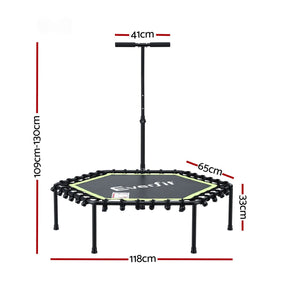 Everfit 48inch Hexagon Fitness Trampoline Rebounder Adjustable Handrail Green - SportZone.co.nz