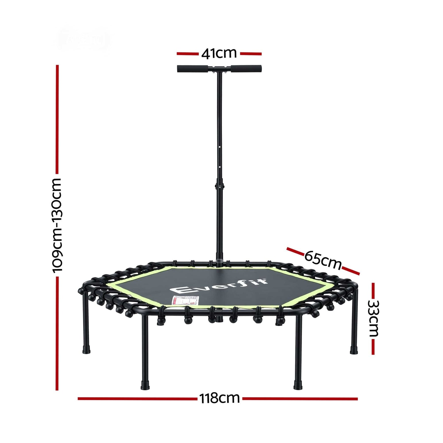 Everfit 48inch Hexagon Fitness Trampoline Rebounder Adjustable Handrail Green - SportZone.co.nz