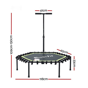 Everfit 48inch Hexagon Fitness Trampoline Rebounder Adjustable Handrail Green - SportZone.co.nz