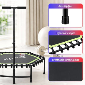 Everfit 48inch Hexagon Fitness Trampoline Rebounder Adjustable Handrail Green - SportZone.co.nz