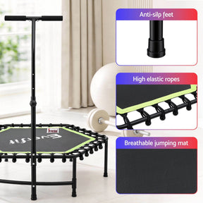 Everfit 48inch Hexagon Fitness Trampoline Rebounder Adjustable Handrail Green - SportZone.co.nz