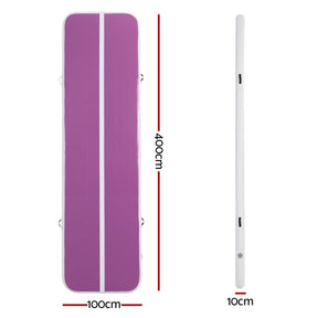 Everfit 4M Air Track Gymnastics Tumbling Exercise Cheerleading Mat Inflatable Purple - SportZone.co.nz
