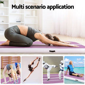 Everfit 4M Air Track Gymnastics Tumbling Exercise Cheerleading Mat Inflatable Purple - SportZone.co.nz