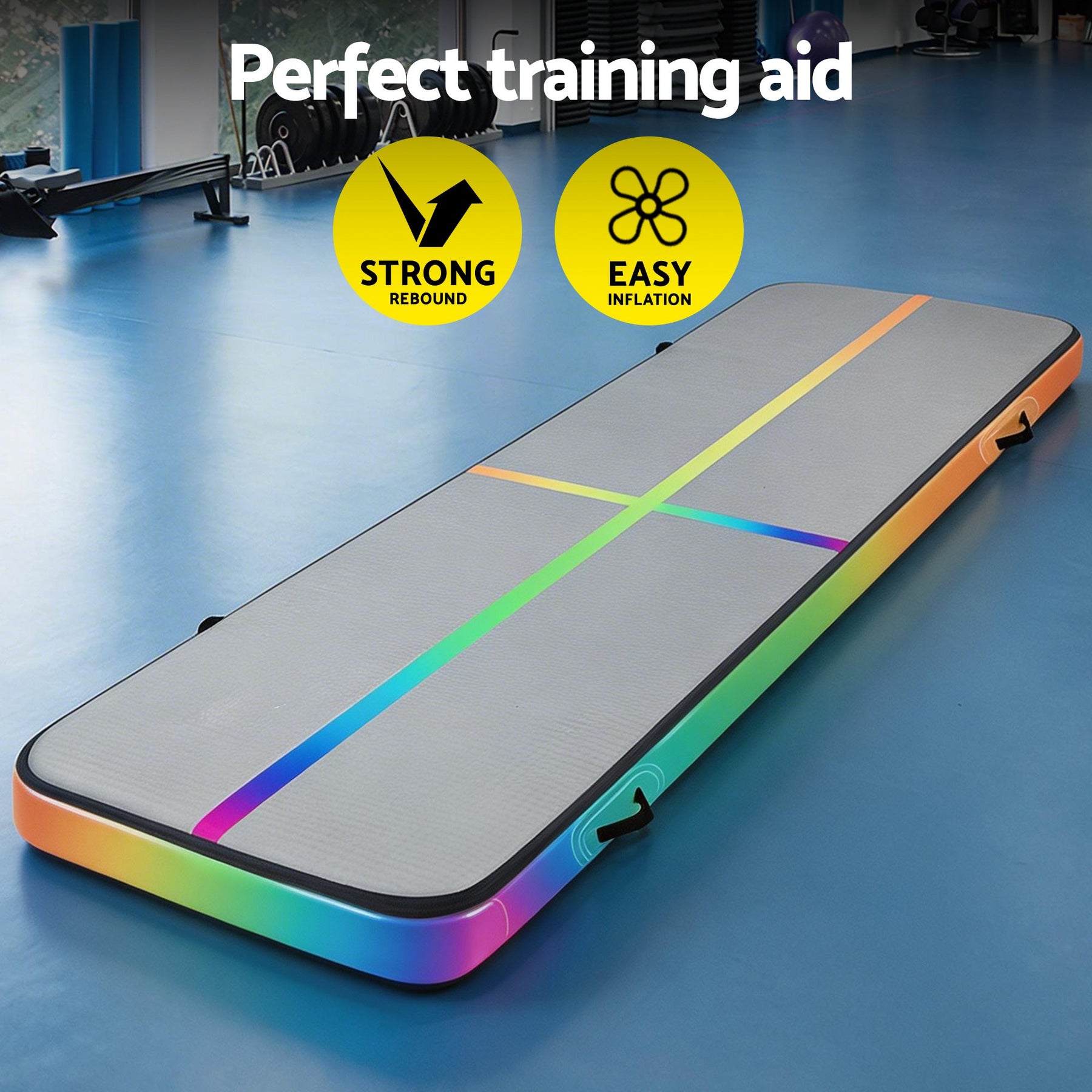 Everfit 4M Air Track Gymnastics Tumbling Exercise Mat Inflatable Mats 20CM Thick + Pump - SportZone.co.nz