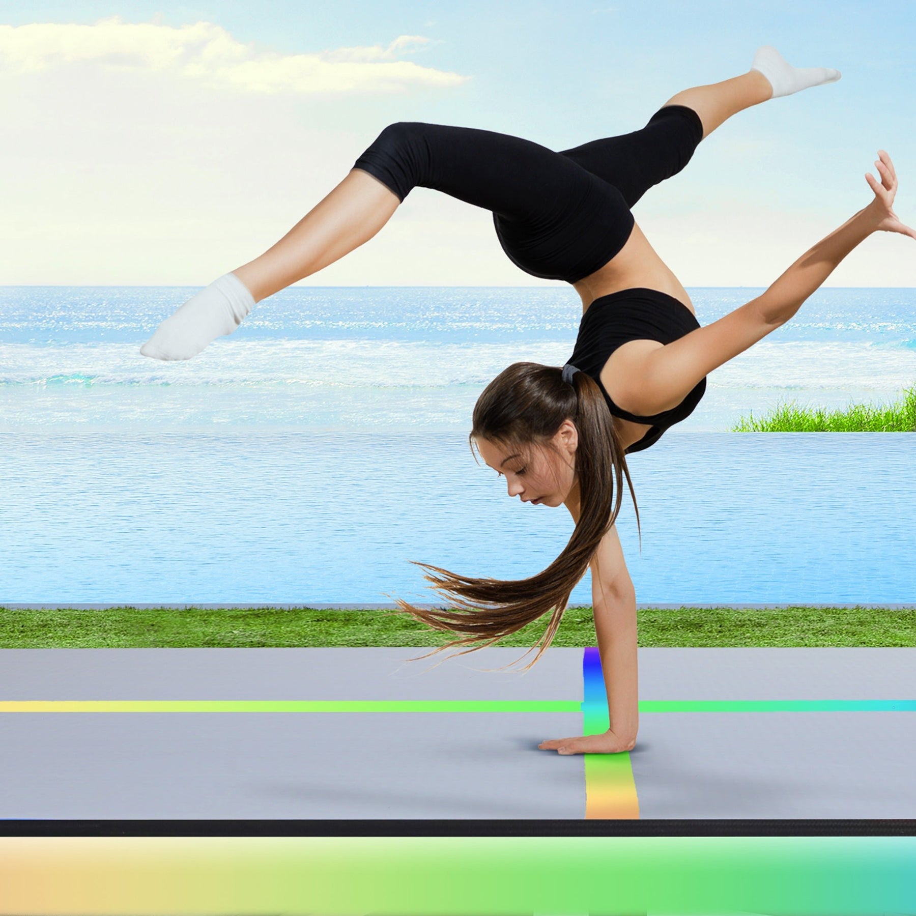 Everfit 4M Air Track Gymnastics Tumbling Exercise Mat Inflatable Mats 20CM Thick + Pump - SportZone.co.nz