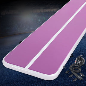 Everfit 4M Air Track Gymnastics Tumbling Exercise Yoga Mat W/ Pump Inflatable Purple - SportZone.co.nz