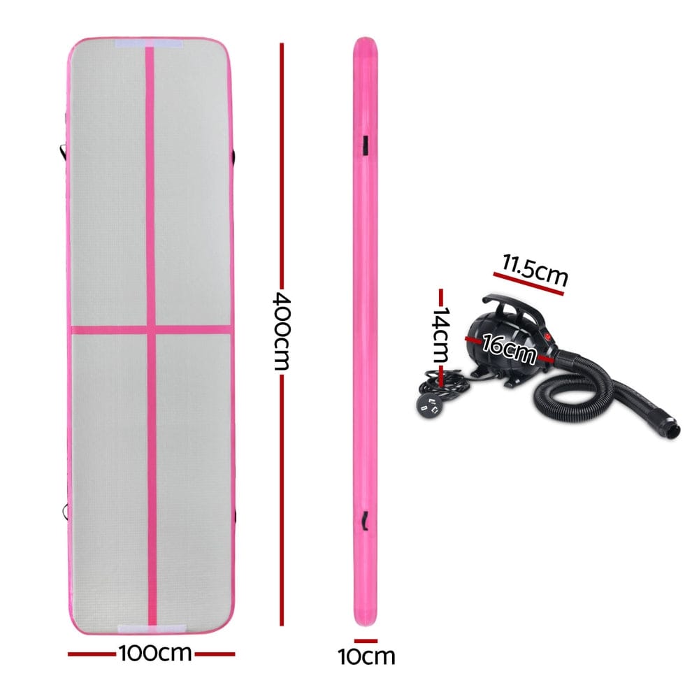 Everfit 4X1M Airtrack Inflatable Air Track Tumbling Mat W/Pump Floor Gymnastics - SportZone.co.nz