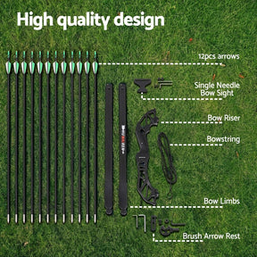 Everfit 55lbs Bow Arrow Set Recurve Takedown Archery Hunting for Beginner Green - SportZone.co.nz