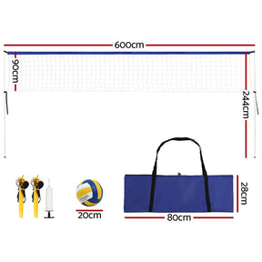 Everfit 6M Portable Volleyball Net Set Adjustable Height Multi - Sport Net with Ball and Bag - SportZone.co.nz
