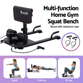 Everfit Deep Sissy Squat Weight Bench Adjustable Leg Extension Strength Training - SportZone.co.nz