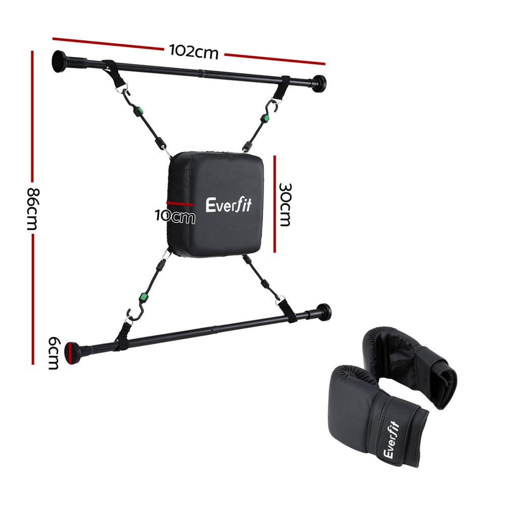 Everfit Doorway Punching Bag Adjustable Apartment Friendly with Boxing Gloves Black - SportZone.co.nz