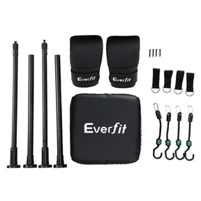 Everfit Doorway Punching Bag Adjustable Apartment Friendly with Boxing Gloves Black - SportZone.co.nz