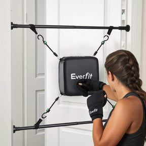 Everfit Doorway Punching Bag Adjustable Apartment Friendly with Boxing Gloves Black - SportZone.co.nz