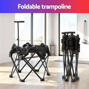 Everfit Fitness Foldable Trampoline Rebounder Adjustable Handle Indoor Exercise Black - SportZone.co.nz