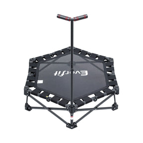Everfit Fitness Foldable Trampoline Rebounder Adjustable Handle Indoor Exercise Black - SportZone.co.nz