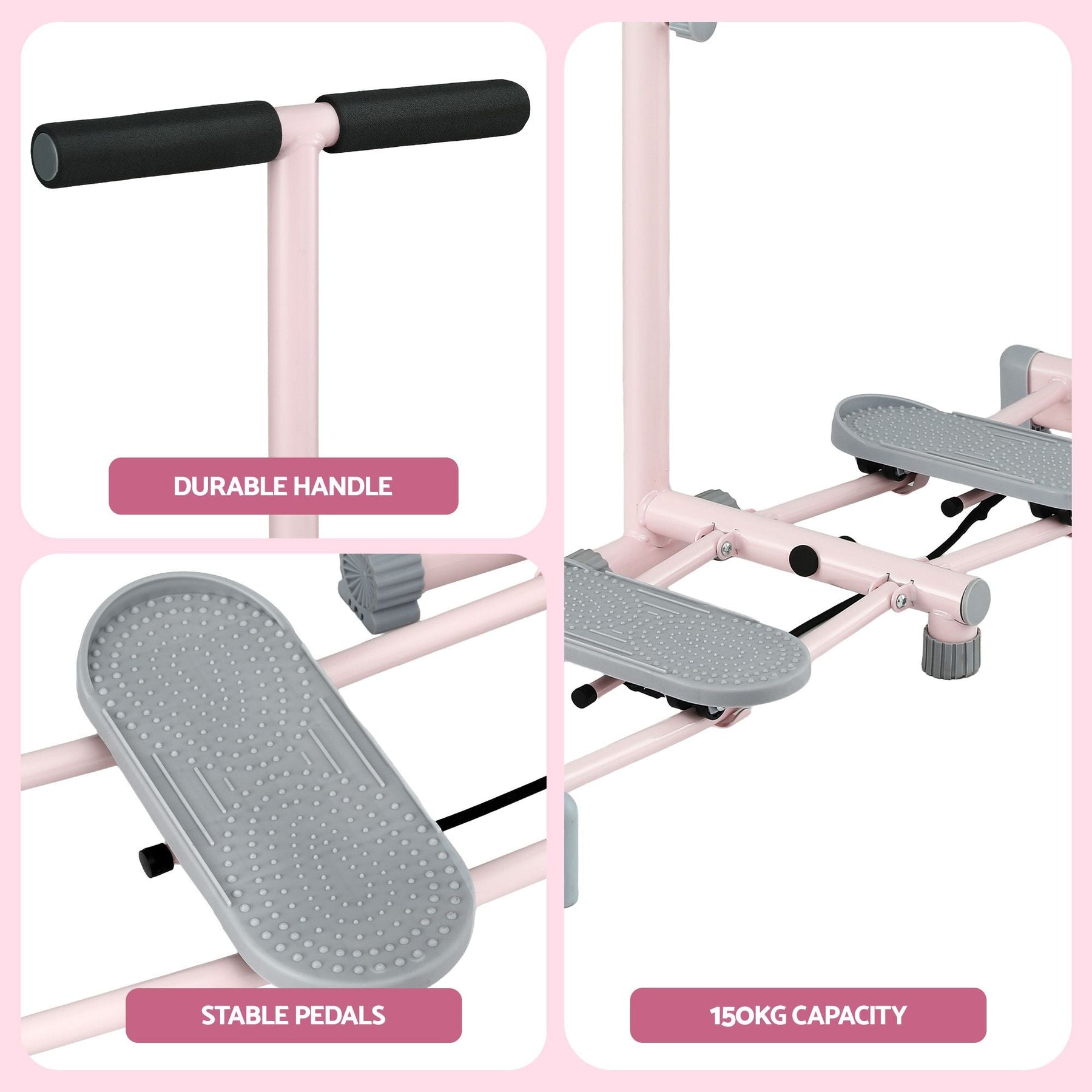 Everfit Foldable Ski Exercise Machine Leg Thigh Trainer Home Fitness Cardio Pink - SportZone.co.nz
