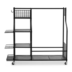 Everfit Golf Bag Storage Golf Storage Garage Organizer with Wheels Black - SportZone.co.nz