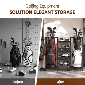 Everfit Golf Bag Storage Golfing Equipment Rack Holds 2 Bags 16 Clubs - SportZone.co.nz
