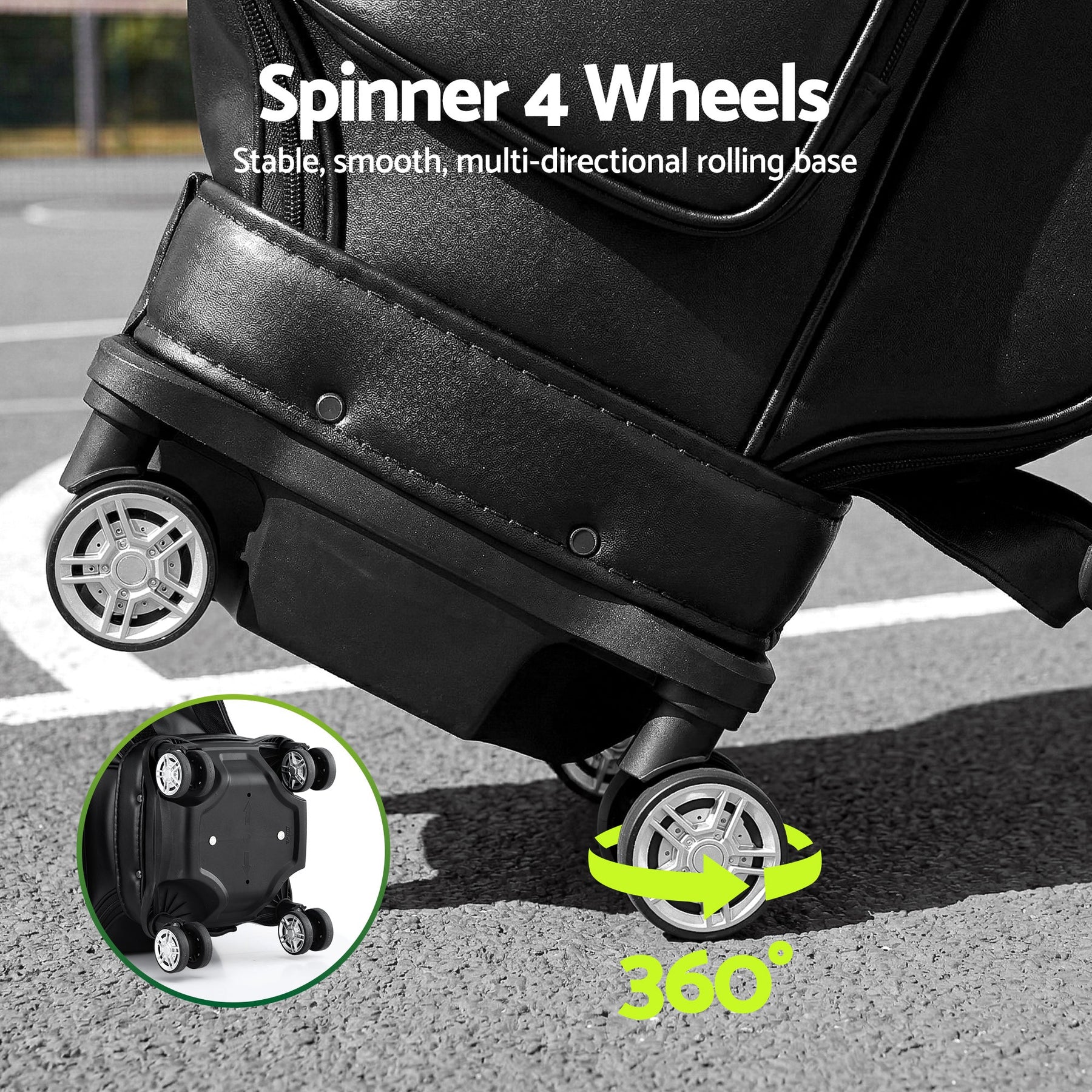 Everfit Golf Cart Bag Rolling Buggy Trolley Club Organiser Black - SportZone.co.nz