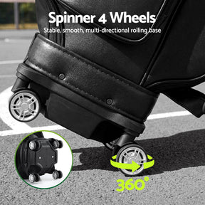 Everfit Golf Cart Bag Rolling Buggy Trolley Club Organiser Black - SportZone.co.nz