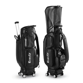Everfit Golf Cart Bag Rolling Buggy Trolley Club Organiser Black - SportZone.co.nz