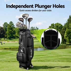 Everfit Golf Cart Bag Rolling Buggy Trolley Club Organiser Black - SportZone.co.nz