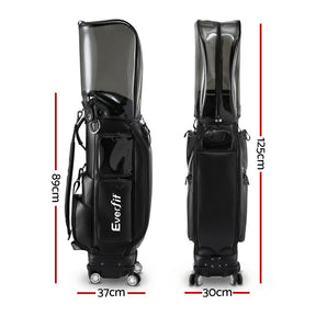 Everfit Golf Cart Bag Rolling Buggy Trolley Club Organiser Black - SportZone.co.nz