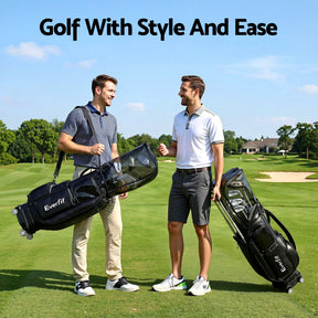Everfit Golf Cart Bag Rolling Buggy Trolley Club Organiser Black - SportZone.co.nz