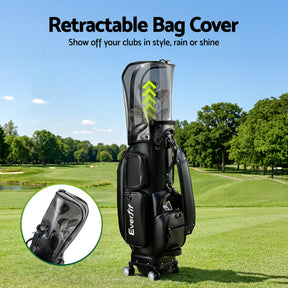 Everfit Golf Cart Bag Rolling Buggy Trolley Club Organiser Black - SportZone.co.nz