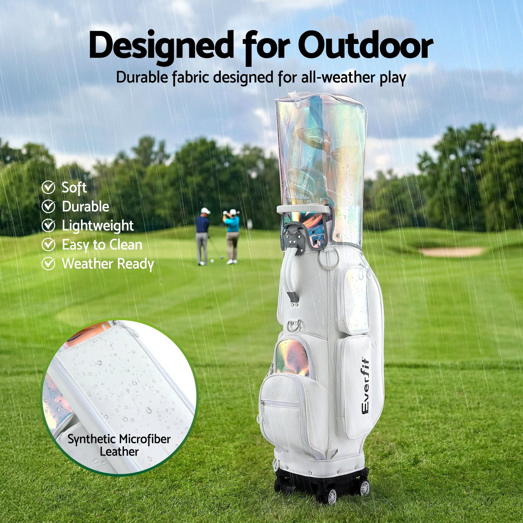 Everfit Golf Cart Bag Rolling Buggy Trolley Club Organiser White - SportZone.co.nz