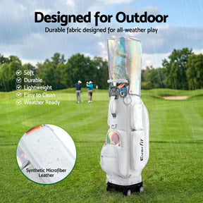Everfit Golf Cart Bag Rolling Buggy Trolley Club Organiser White - SportZone.co.nz
