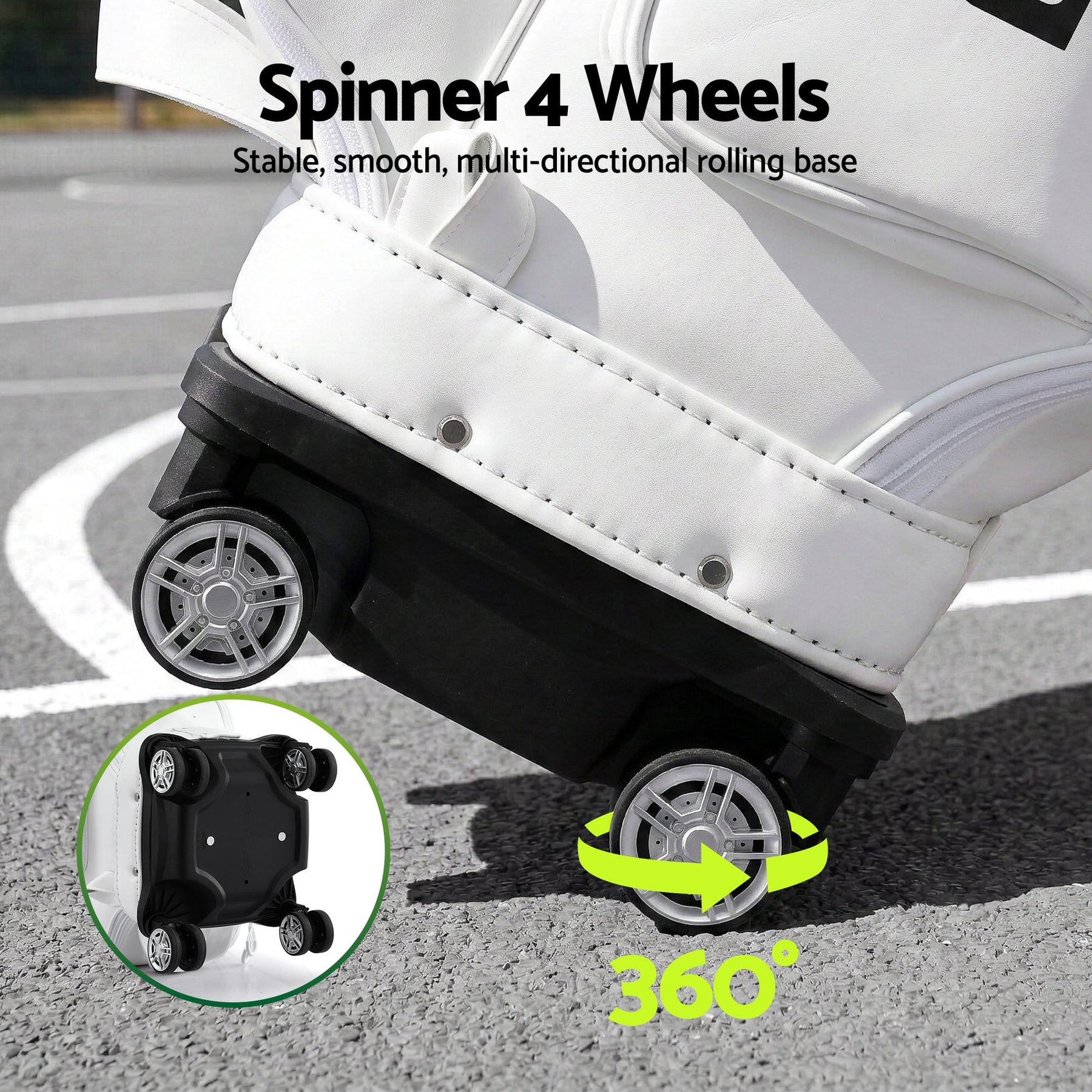 Everfit Golf Cart Bag Rolling Buggy Trolley Club Organiser White - SportZone.co.nz