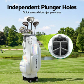 Everfit Golf Cart Bag Rolling Buggy Trolley Club Organiser White - SportZone.co.nz