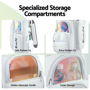 Everfit Golf Cart Bag Rolling Buggy Trolley Club Organiser White - SportZone.co.nz