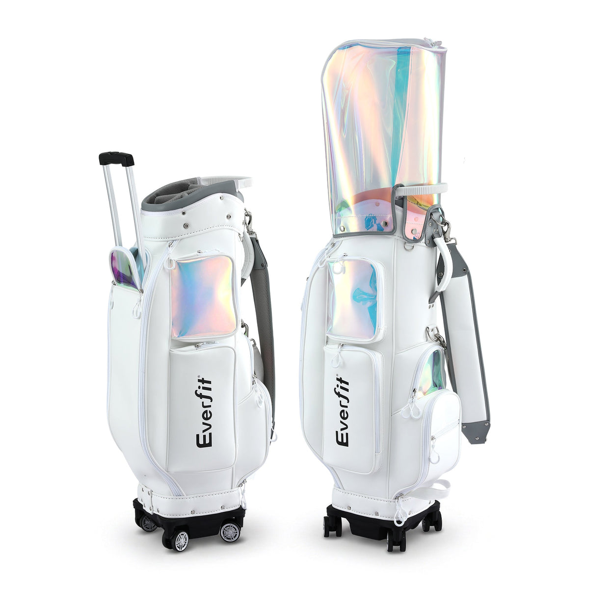 Everfit Golf Cart Bag Rolling Buggy Trolley Club Organiser White - SportZone.co.nz