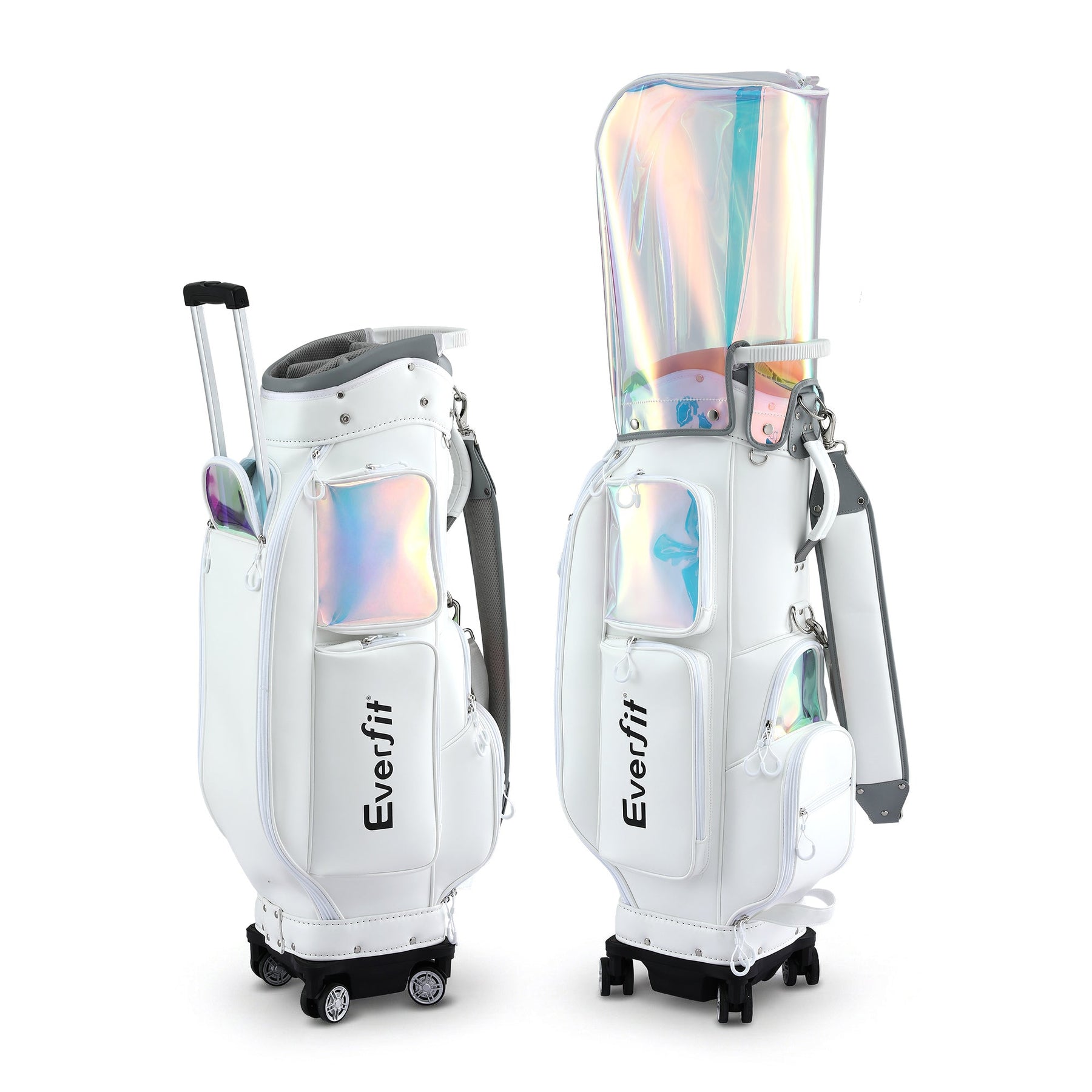 Everfit Golf Cart Bag Rolling Buggy Trolley Club Organiser White - SportZone.co.nz