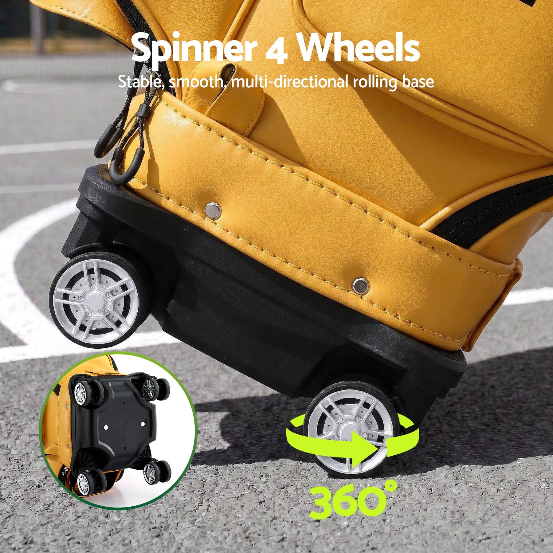 Everfit Golf Cart Bag Rolling Buggy Trolley Club Organiser Yellow - SportZone.co.nz